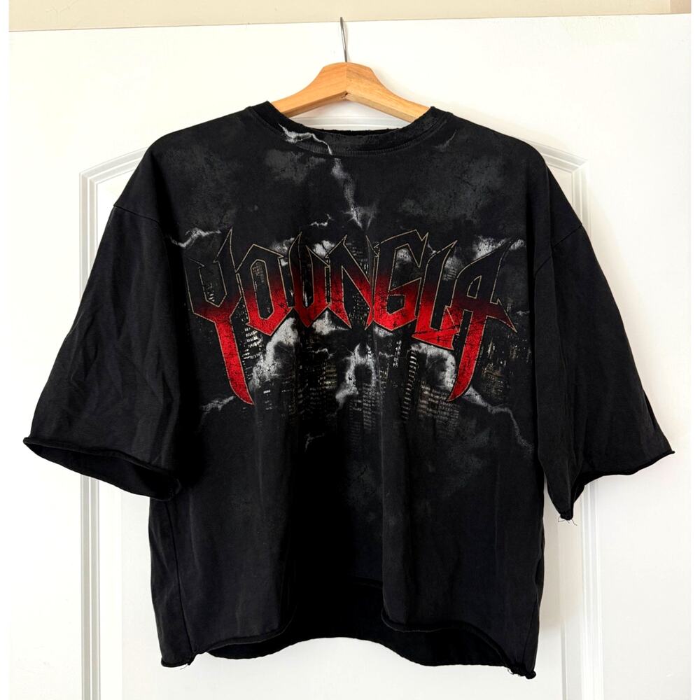 YoungLA Dark Night Graphic Tee Oversized Cropped Streetwear Pump Cover Gym Shirt